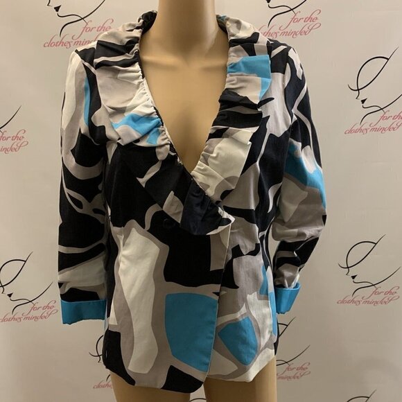 Sandro. Size Medium. Flashy Ruffled Lined Jacket or Blouse. Pockets. B69 - Picture 1 of 6
